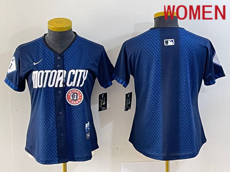 Women Detroit Tigers Blank Blue City Edition Nike 2024 MLB Jersey style 2->women mlb jersey->Women Jersey